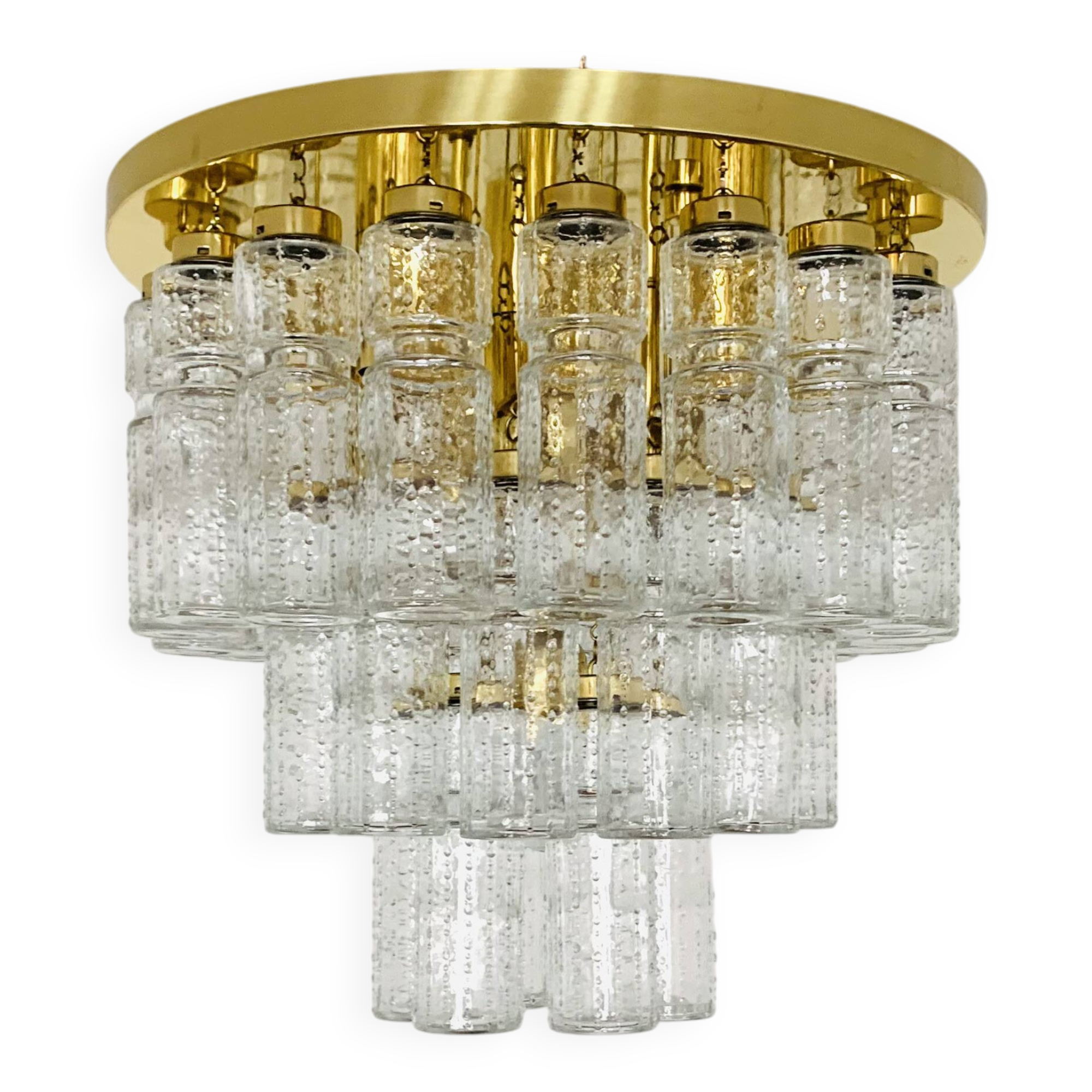 Large Brass Chandelier by Glashütte Limburg