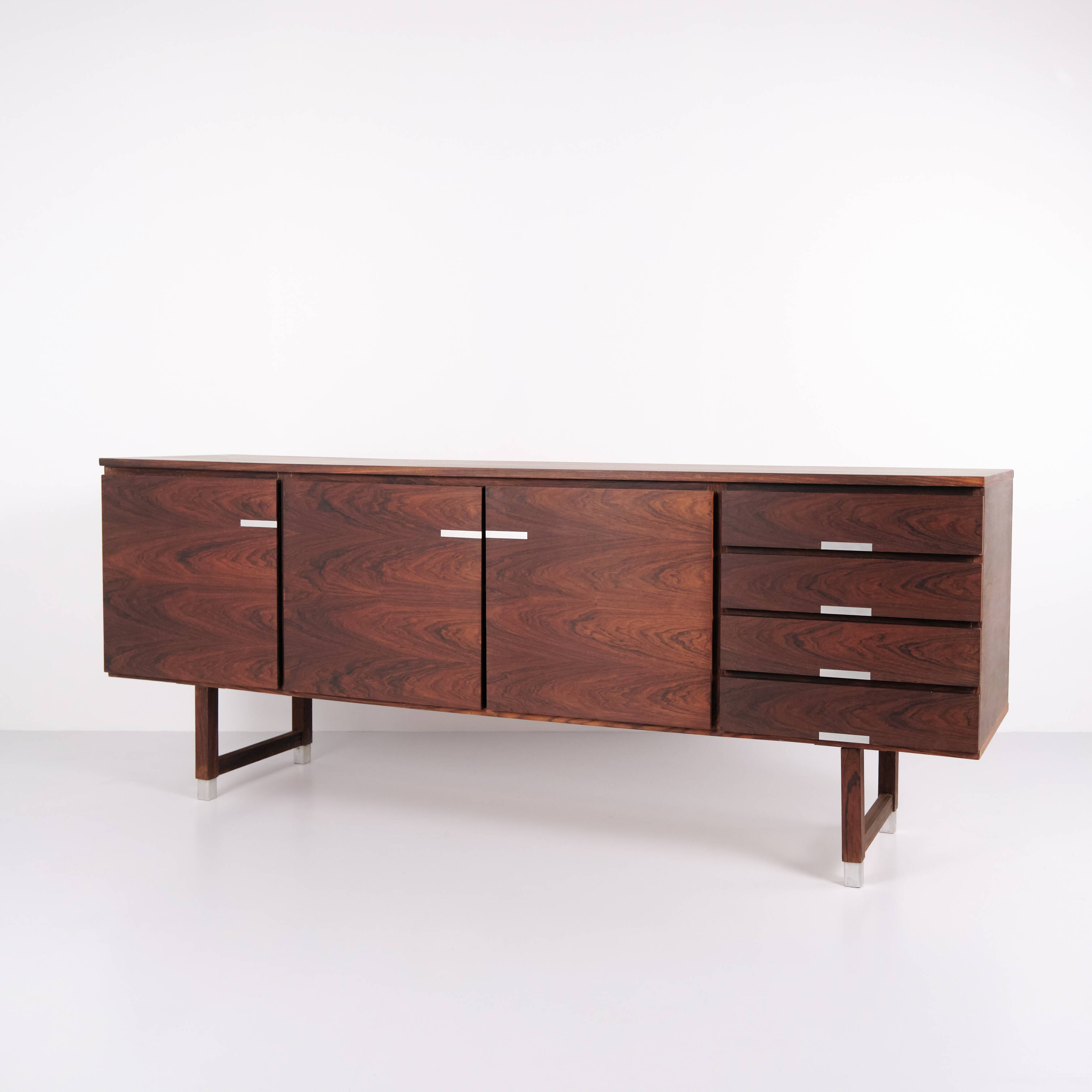 Sideboard - Rosewood - Aluminium handles & feet - Kai Kristiansen - Feldballes Furniture Factory (F M Furniture) - 1960s
