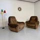 Lot of 2 cosy fabric armchairs, French design, vintage 1970s.