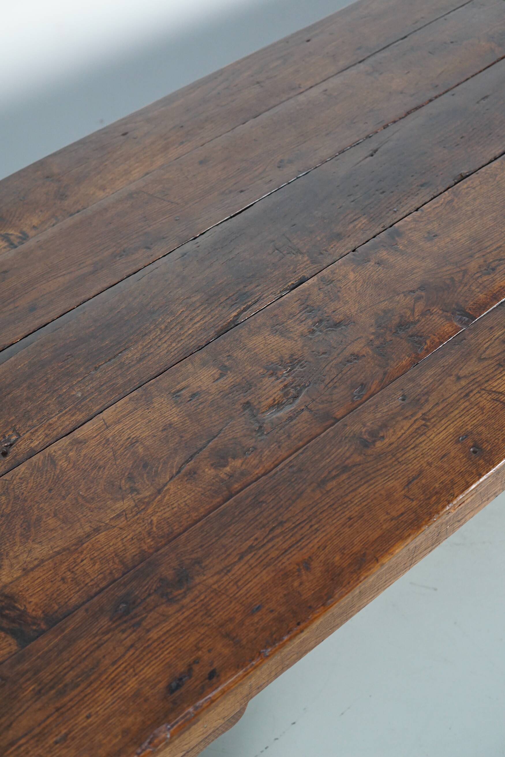 Antique Oak 19th Century French Rustic Farmhouse Dining Table