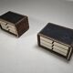 Paire de tables de nuit en laiton et daim de RUF International, 1970