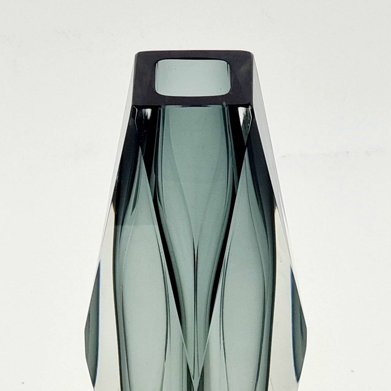Labelled Sommerso Murano Glass Vase by F. Poli for A. Mandruzzato, Italy