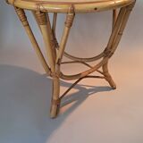Tripod table in bamboo and rattan from 1960.