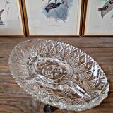 Vintage glass aperitif platter, 5-compartment server.