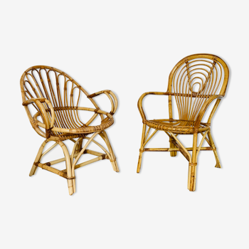 Pair of adult rattan armchairs