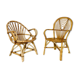 Pair of adult rattan armchairs