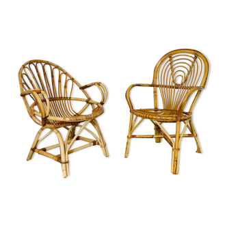 Pair of adult rattan armchairs