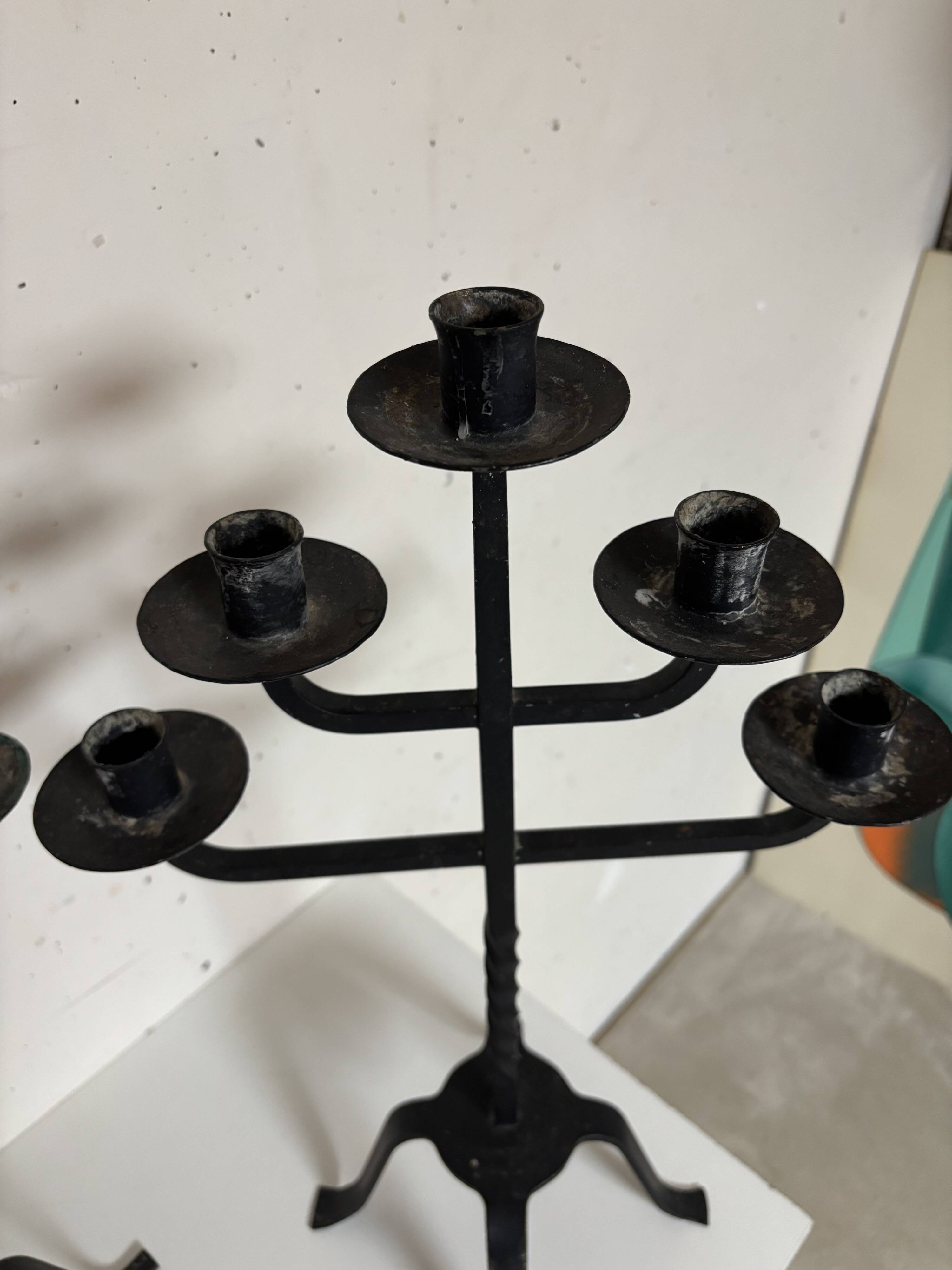 Pair of large iron candlesticks 1950
