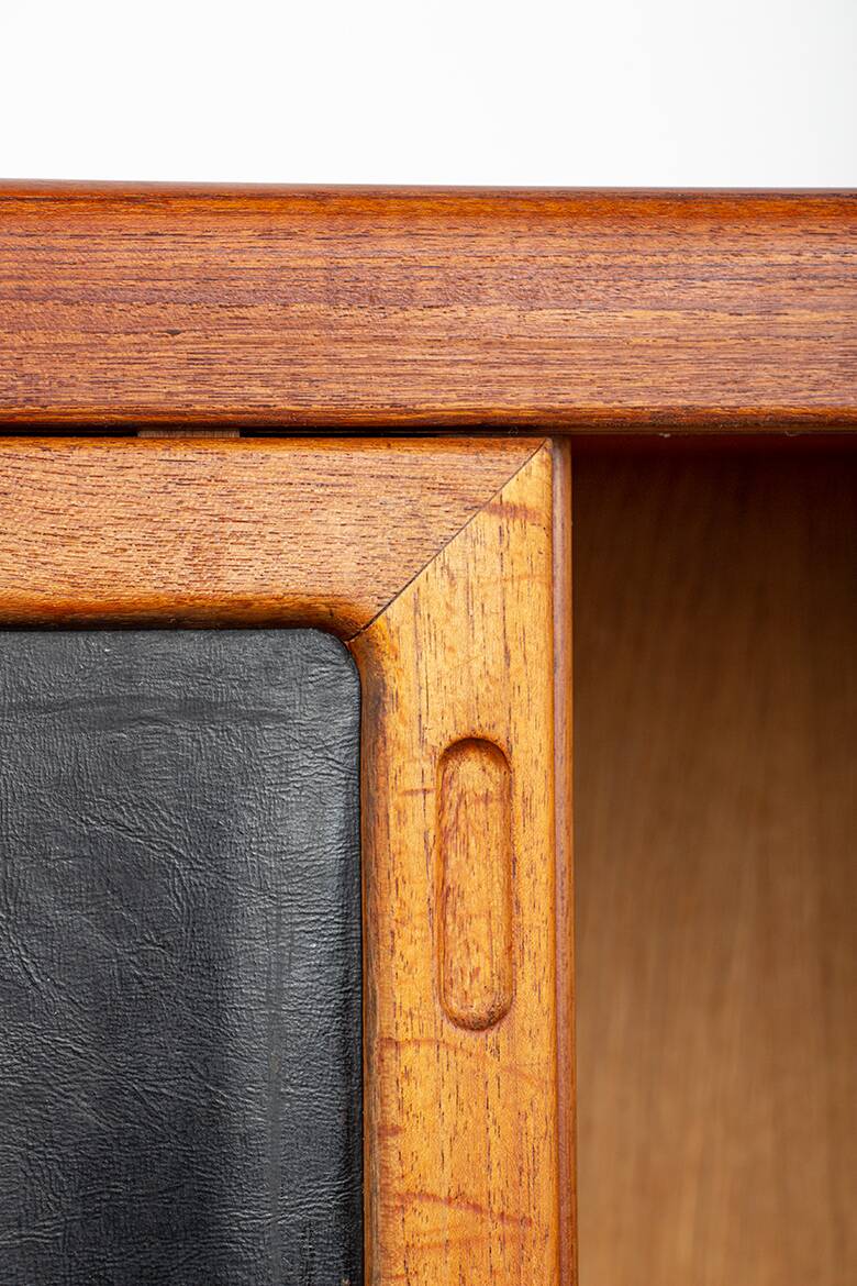 Extra long Danish sideboard, teak, oak, leatherette, 280 cm, Arne Hovmand-Olsen
