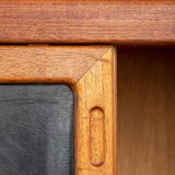 Extra long Danish sideboard, teak, oak, leatherette, 280 cm, Arne Hovmand-Olsen