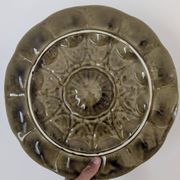 Oyster service Sarreguemines in barbotine – 12 plates + large bowl