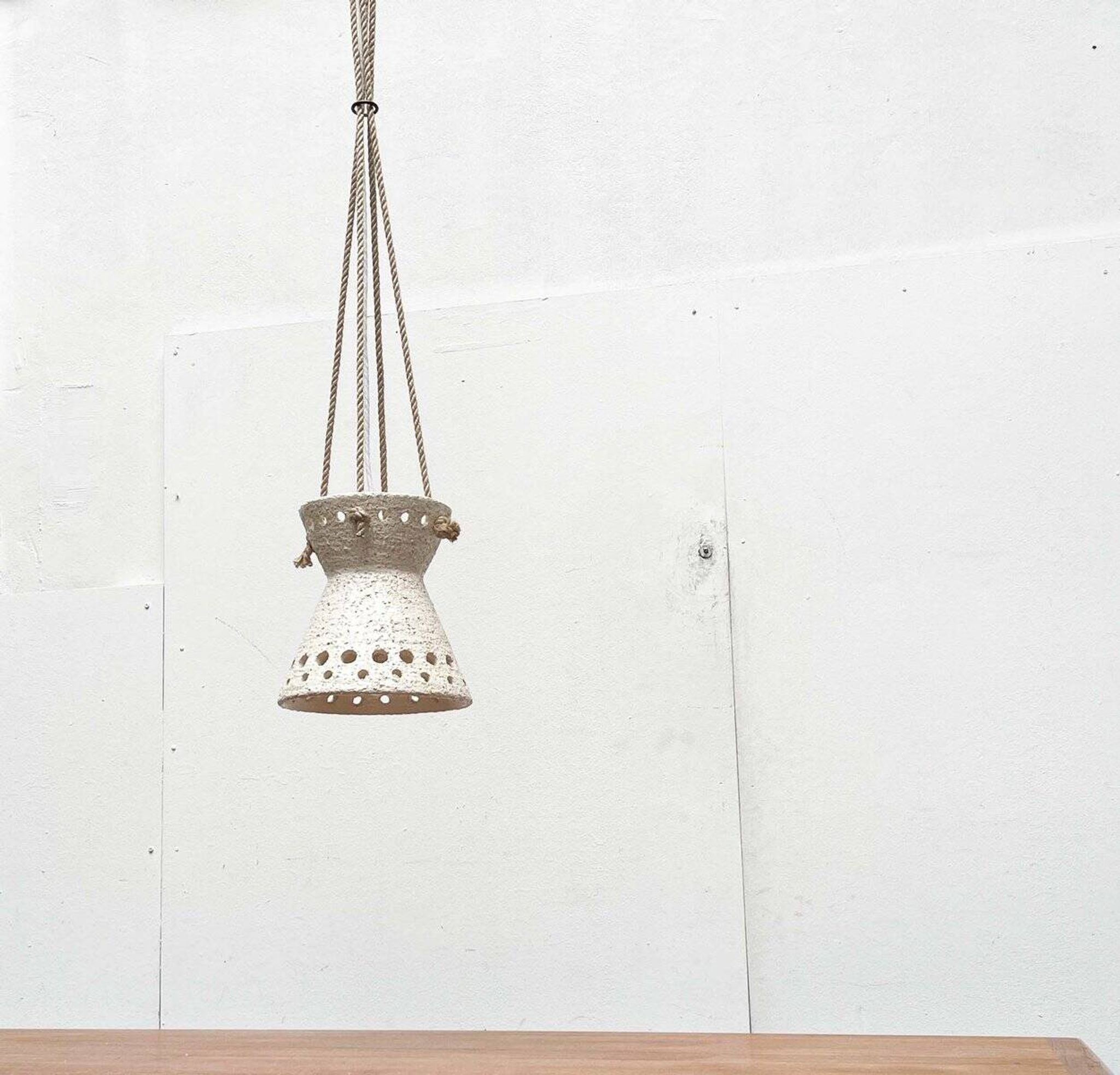 White ceramic pendant lamp in mid-century modern Danish style, 1960s.