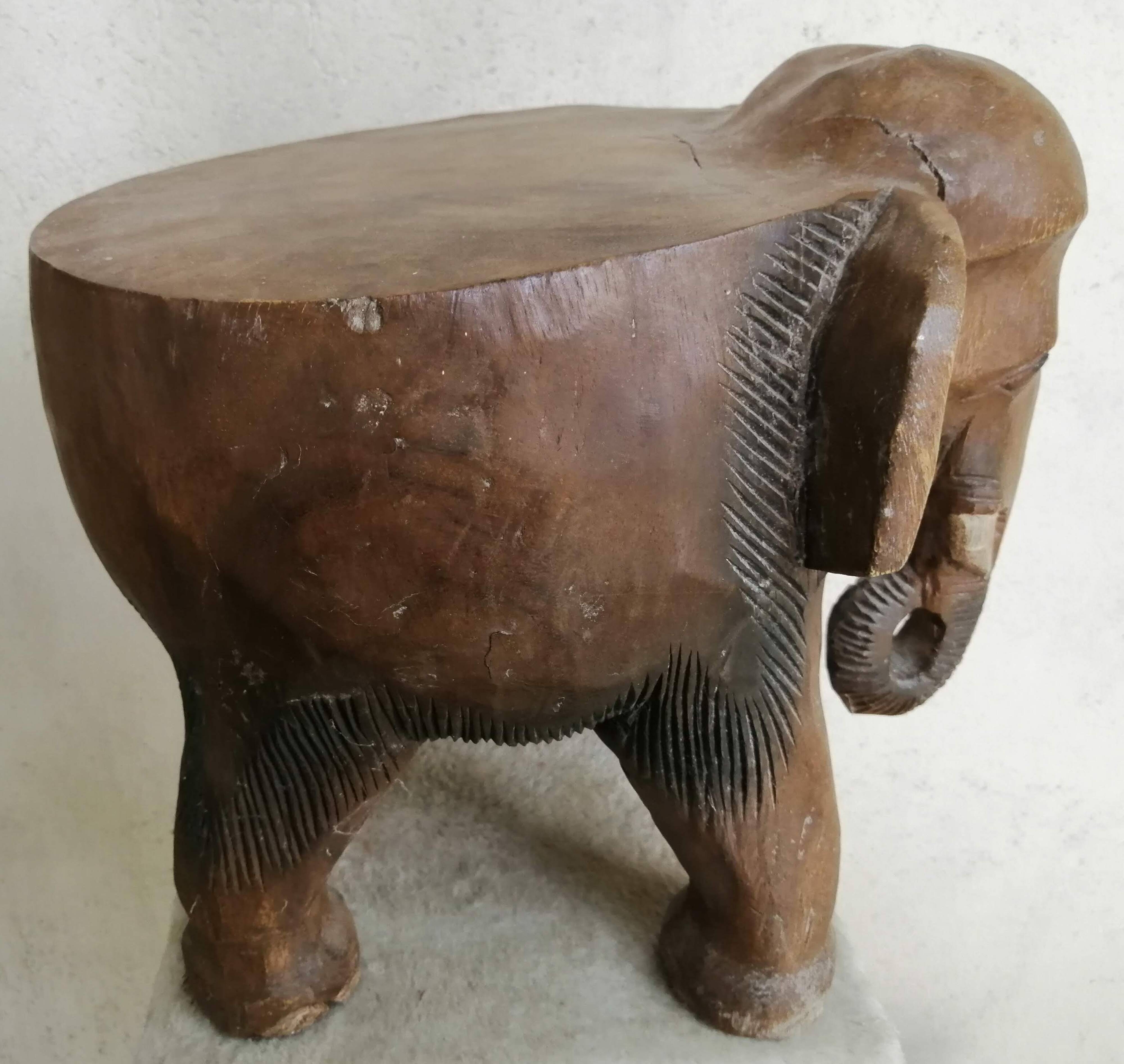 Solid wooden elephant table