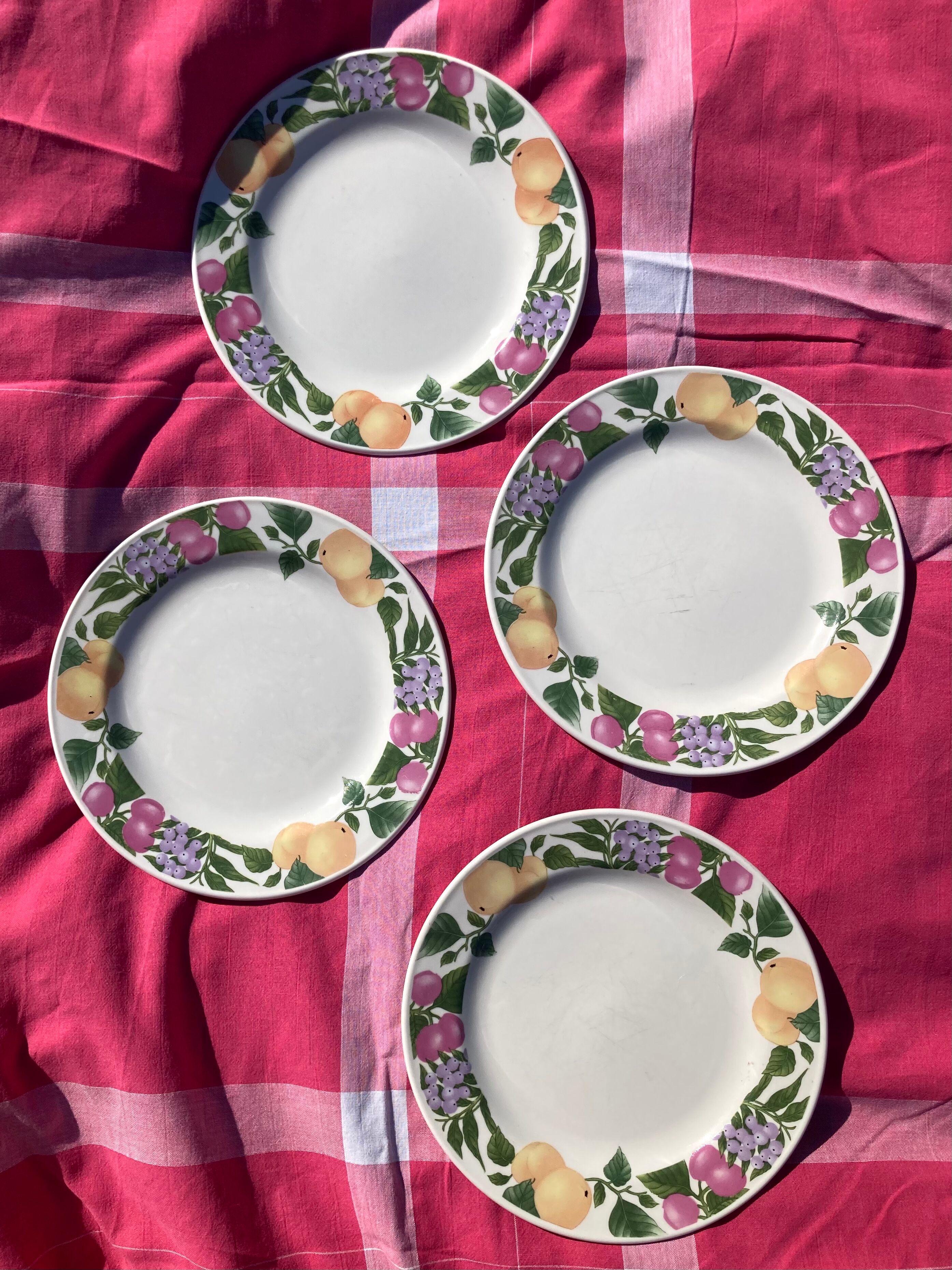 Old plates with fruit decoration