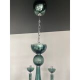 Glass Chandelier in Light Green Italian Art Glass