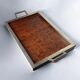 Dior style tray in wood & chromed, Italy, 1970s