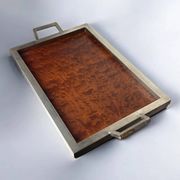 Dior style tray in wood & chromed, Italy, 1970s