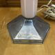 Old art deco hexagonal chrome metal lamp base + vintage pink glass