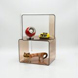 Pair of Vintage 70s Smoked Plexiglass Stands