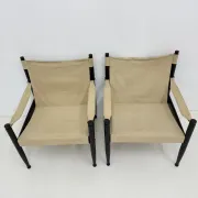 Set of mid-century Danish safari chairs by Erik Wørts for Niels Eilersen, 1960s