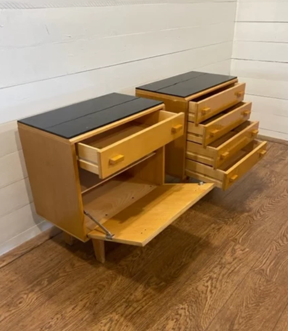 Set of 2 vintage bedside tables by Frantisek Mezulanik for Novy Domov