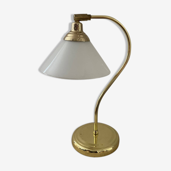Articulated brass and opaline lamp from the 70s