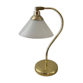 Lampe articulée en laiton et opaline des années 70