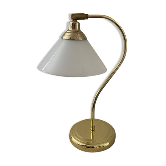 Articulated brass and opaline lamp from the 70s