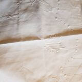 Hand embroidered linen sheet and its 2 matching pillowcases monogrammed BM