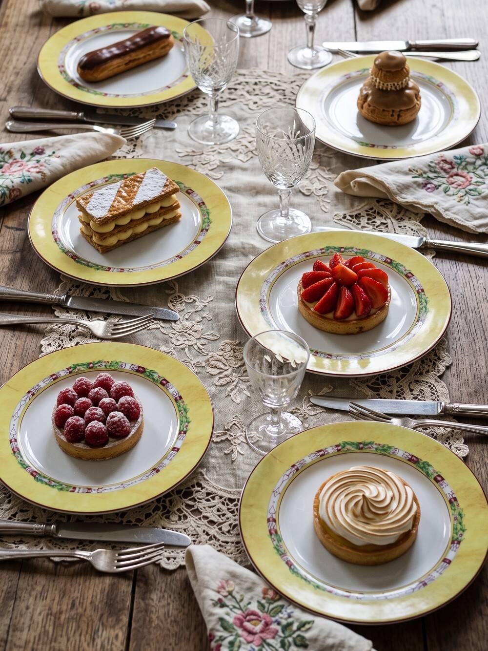 6 dessert plates Jean-Louis Coquet Limoges Terre de Sienne vintage
