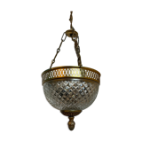 Suspension brass basket and glass vintage diamond tip