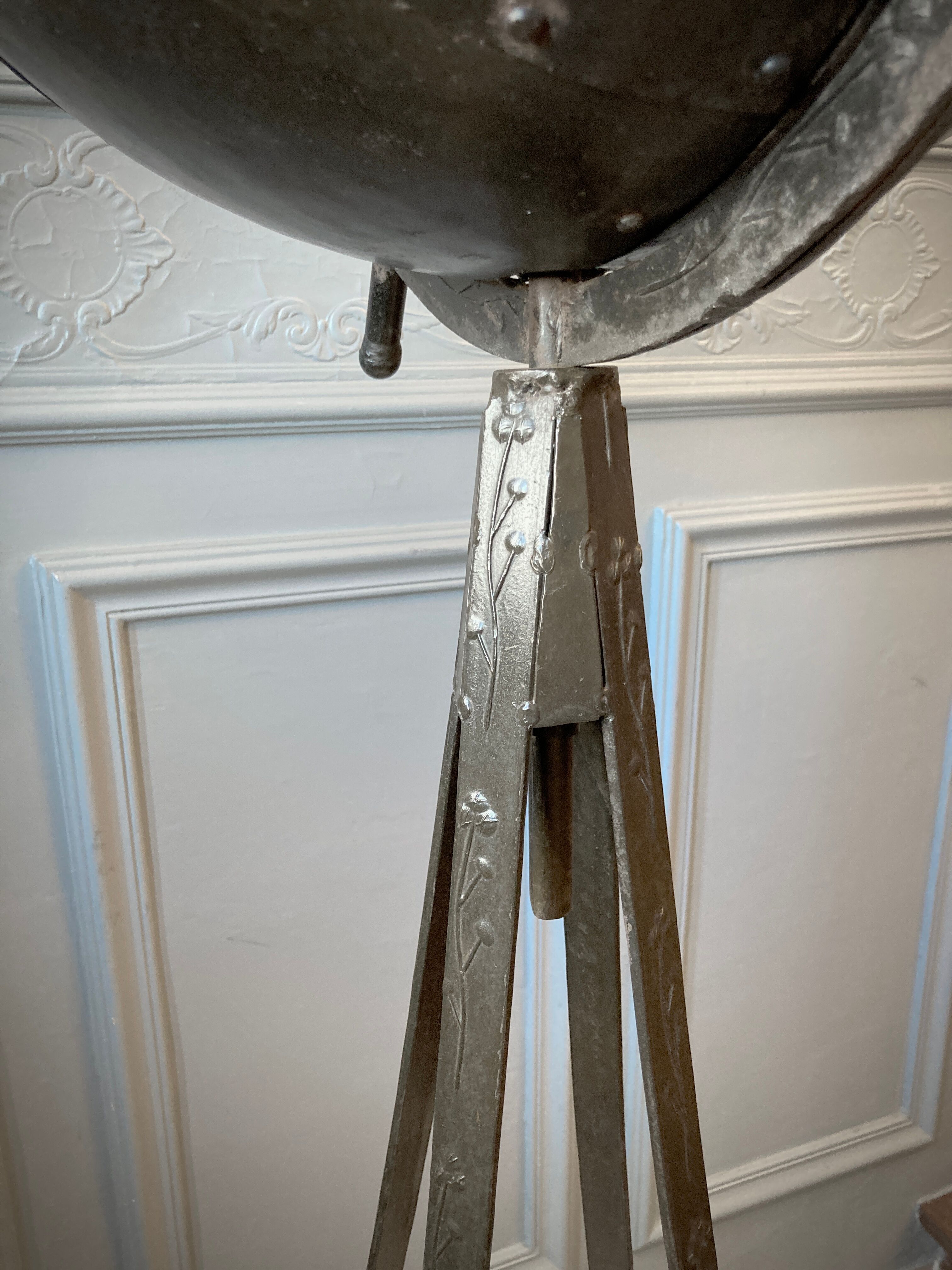 Atypical industrial furniture riveted sphere