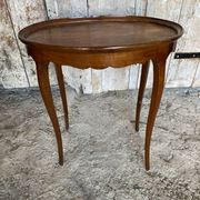 Antique Oval Cocktail Table Guéridon LOUIS XV Wooden Curved Legs Vintage