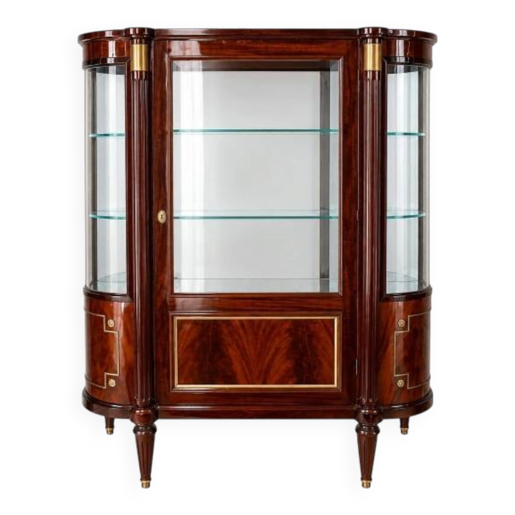 Louis XVI style display cabinet in varnished mahogany wood.