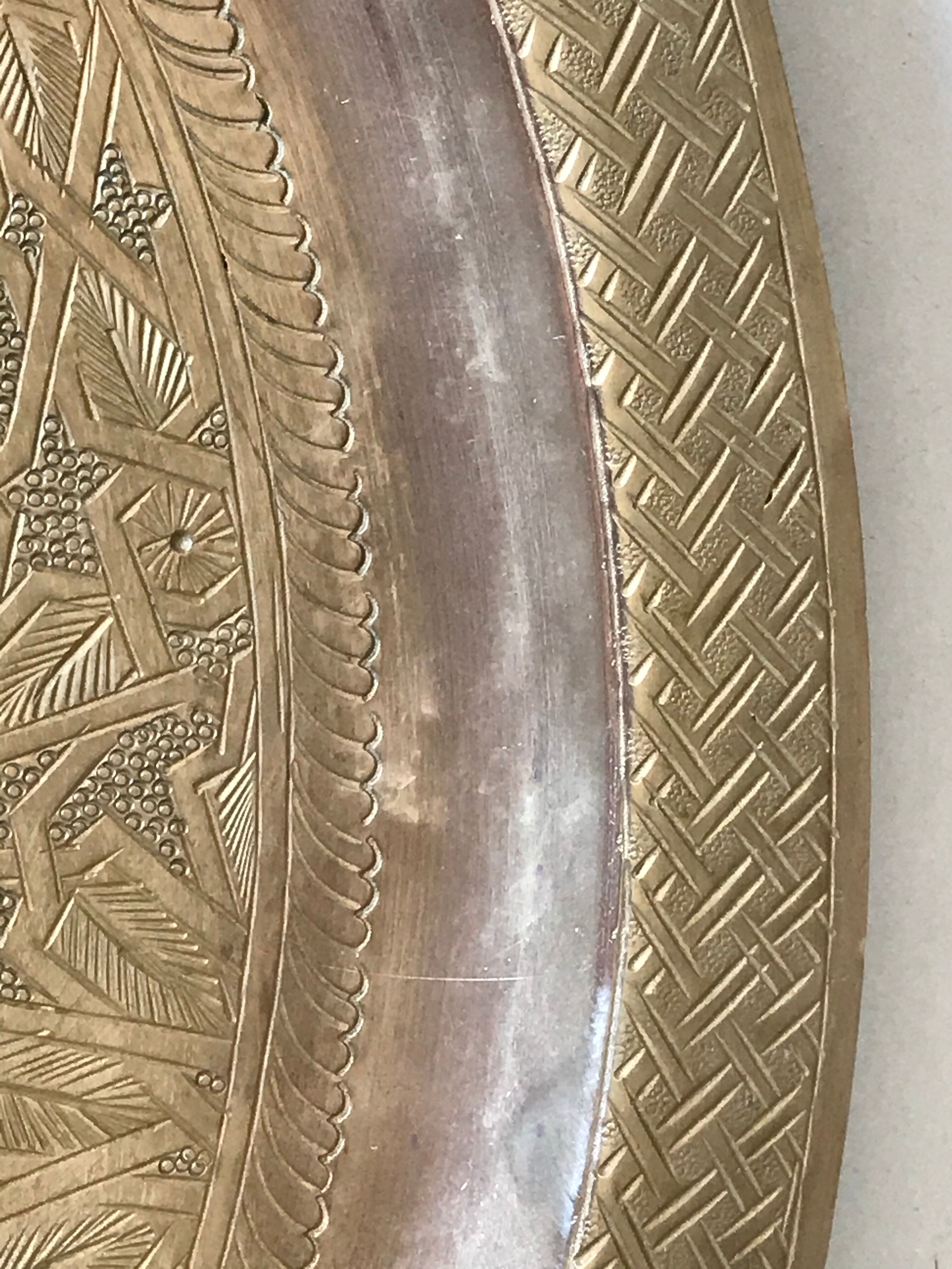 44 cm chiseled brass tray