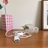 Antique tulip pendant lamp in transparent glass with brass claw LAMP-7386