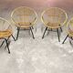 Set of 04 adult basket chairs in wicker rattan from the 1950s/60s vintage.