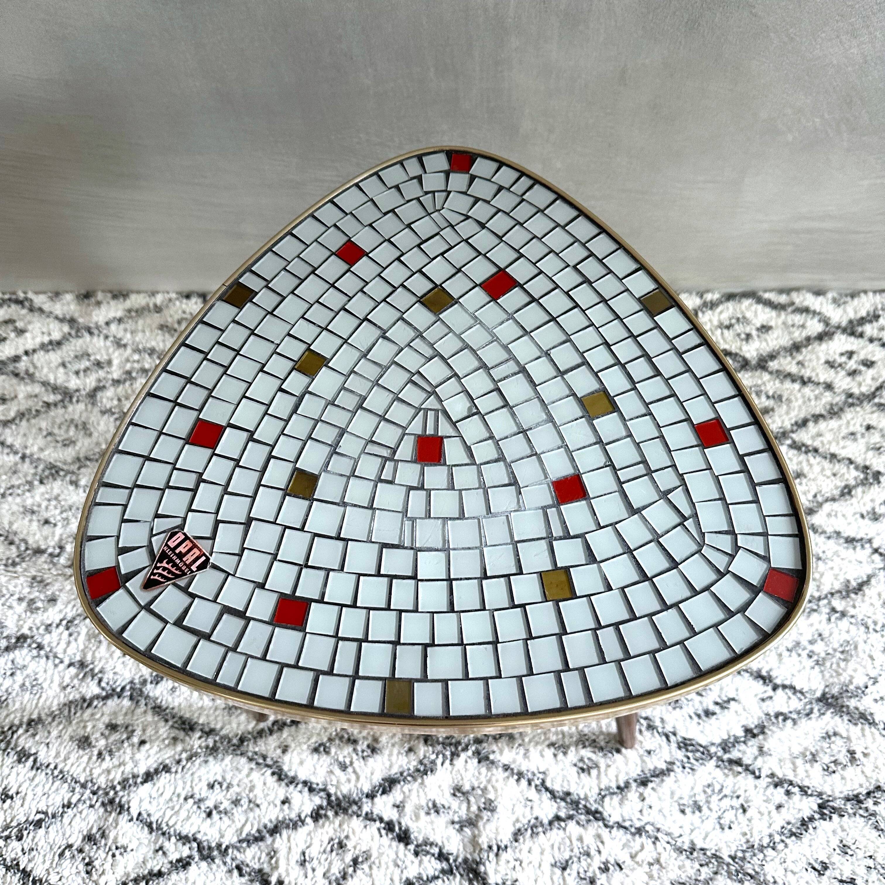 Vintage mosaic table Opal Germany, coffee table, 60's interior