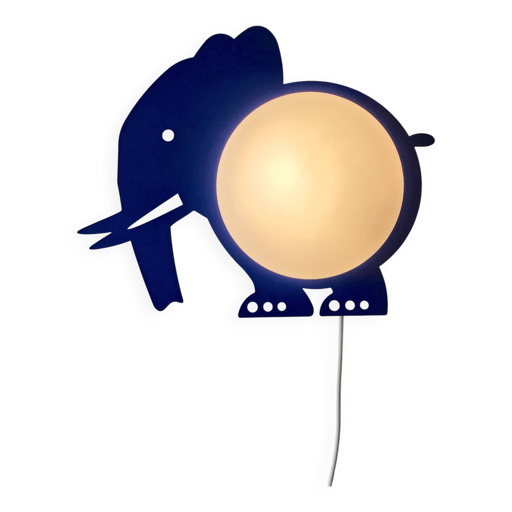 Vintage Elephant wall lamp in metal and opaline - design Hustadt Leuchten