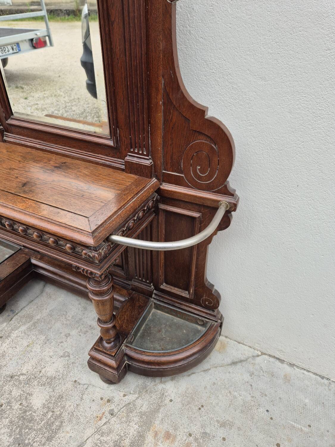 Cloakroom Napoleon III coat rack 19th in solid oak