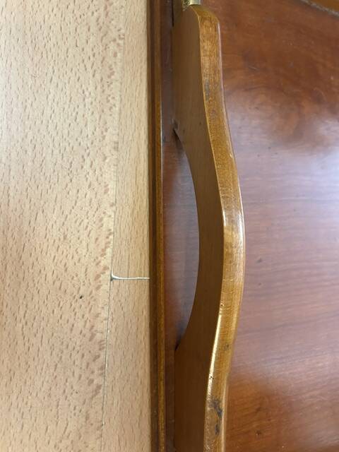 Grand rectangular serving platter in wood and brass from the 1960s