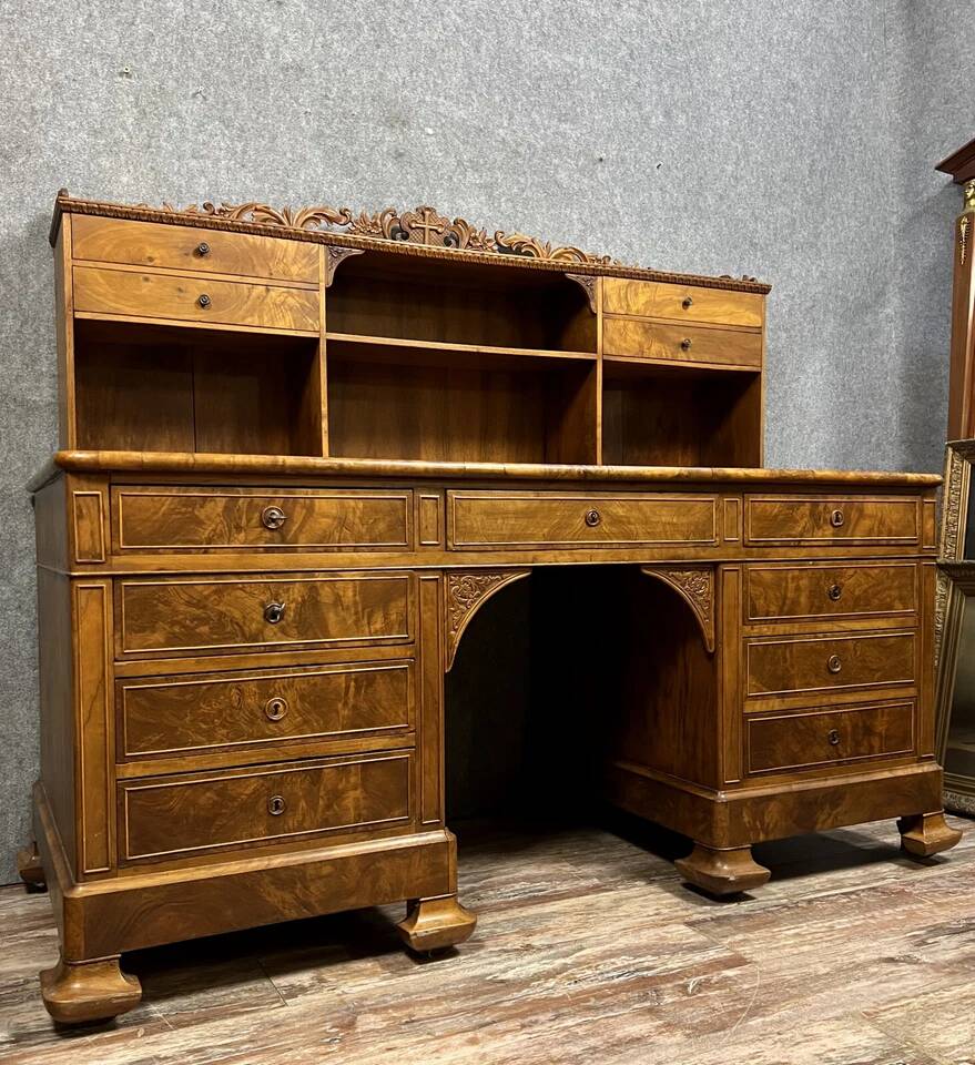 Charles X period presbytery desk in burr walnut circa 1820