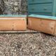 Old grey green high chest of drawers H160