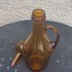 Carafe, flacon en verre soufflé jaune doré verrerie de biot signé, vintage