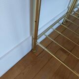 Pair of bedside tables in brass and smoked glass