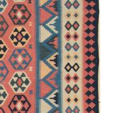 Vintage Kilim Runner Rug in Red, Blue & Terracotta Flatweave 323x218cm