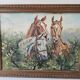 Tableau Huile sur Isorel - Chevaux Signé SL (Signature a identifier)