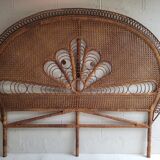 Peacock rattan headboard bed