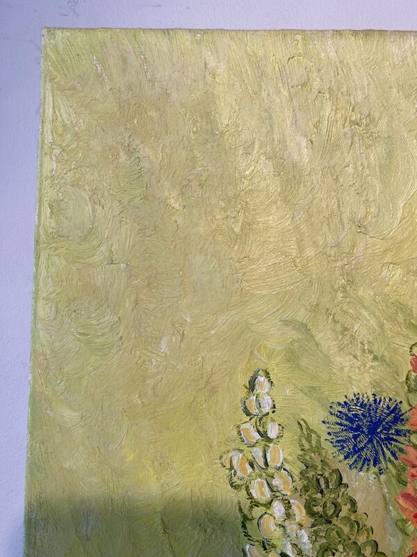 Nature morte aux fleurs de printemps, signée Jafé et datée au dos 1969