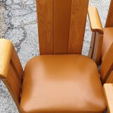 4 fauteuils de table design bois et cuir